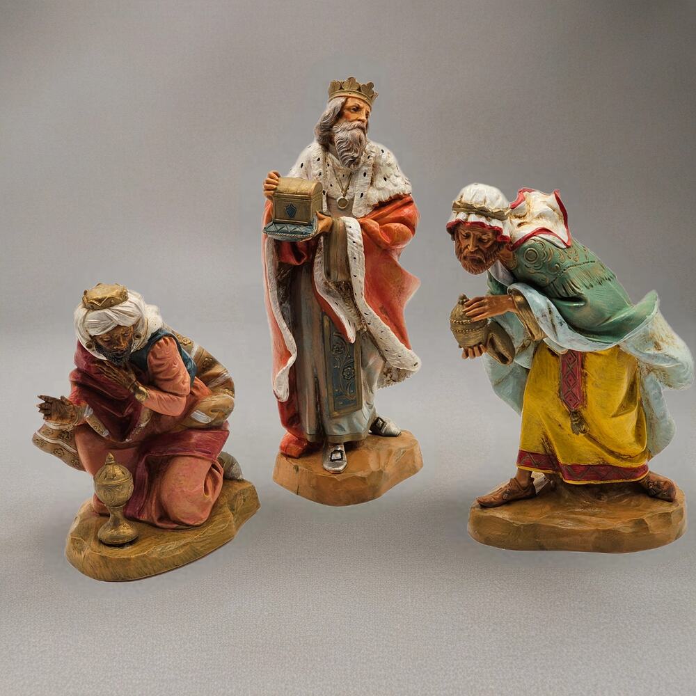 Vintage Signed Marco Fontanini Three Kings Maji Figurines - 1994 Depose Italy